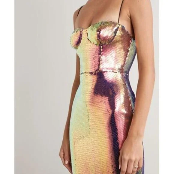 Alex Perry Women's Pink Ford Sequined Voile Gown - Picture 5 of 7